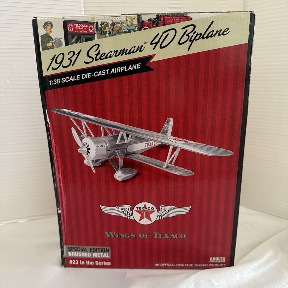 Texaco 1931 Stearman 4D Biplane Brushed Metal Special Ed CP7301 Coin Bank 1/38